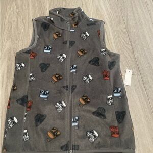 Amazon Essentials Gray Fleece Vest with Pattern